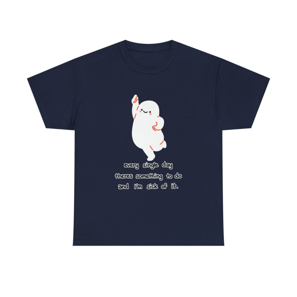 White T-Shirt - Happy Blob 'Sick of It' Graphic