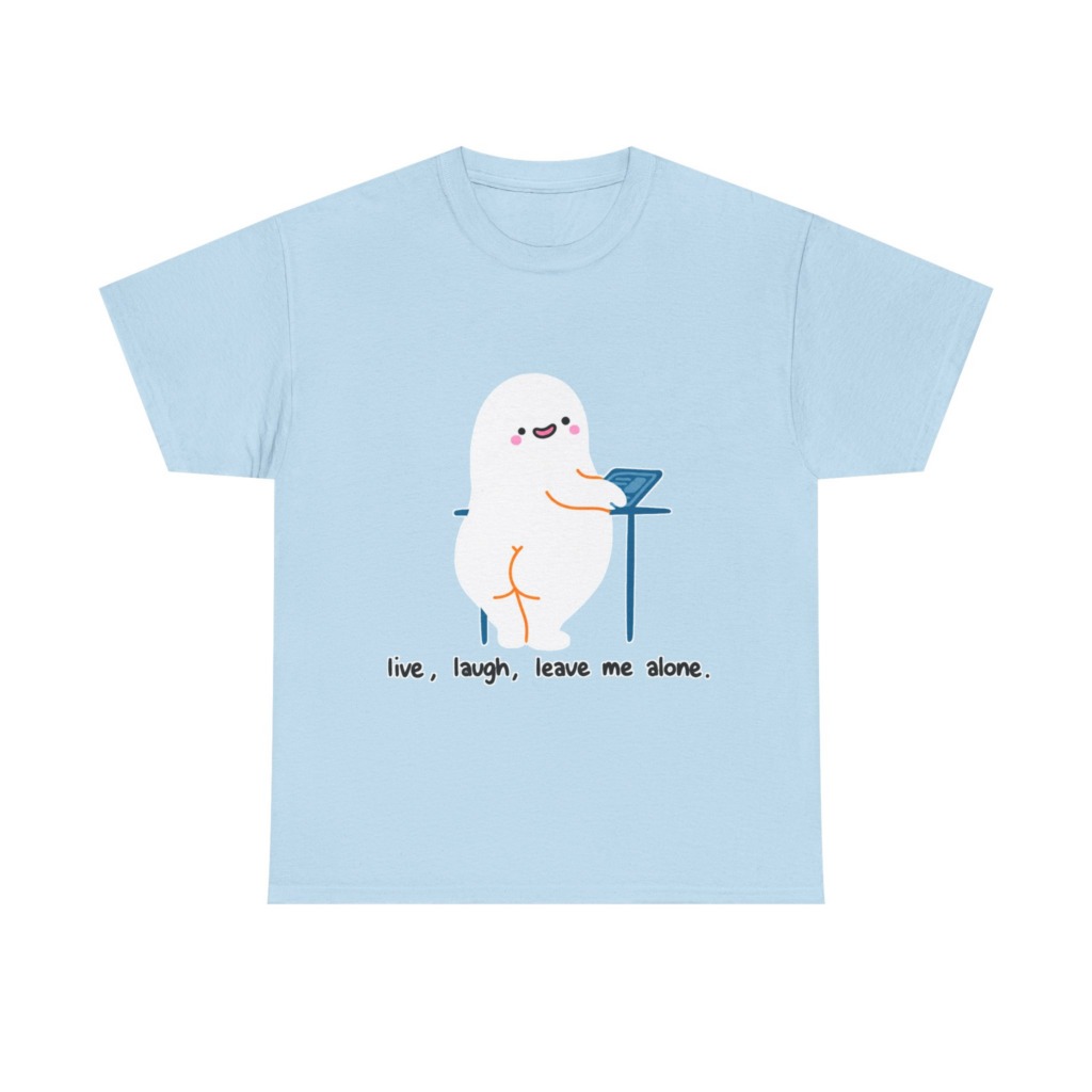 T-Shirt with Live, Laugh, Leave Me Alone Ghost Graphic