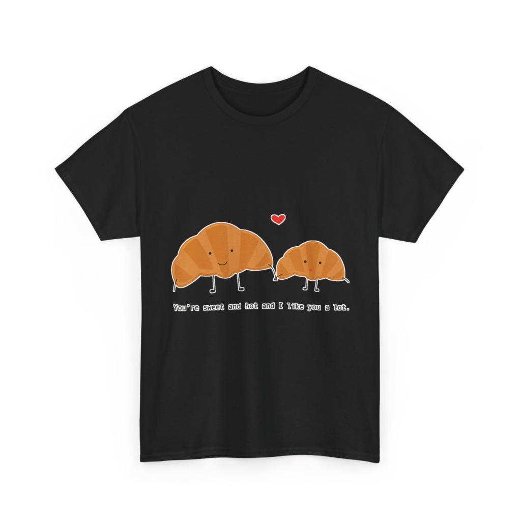 T-Shirt: Croissant Couple 'Sweet & Hot' Graphic Tee
