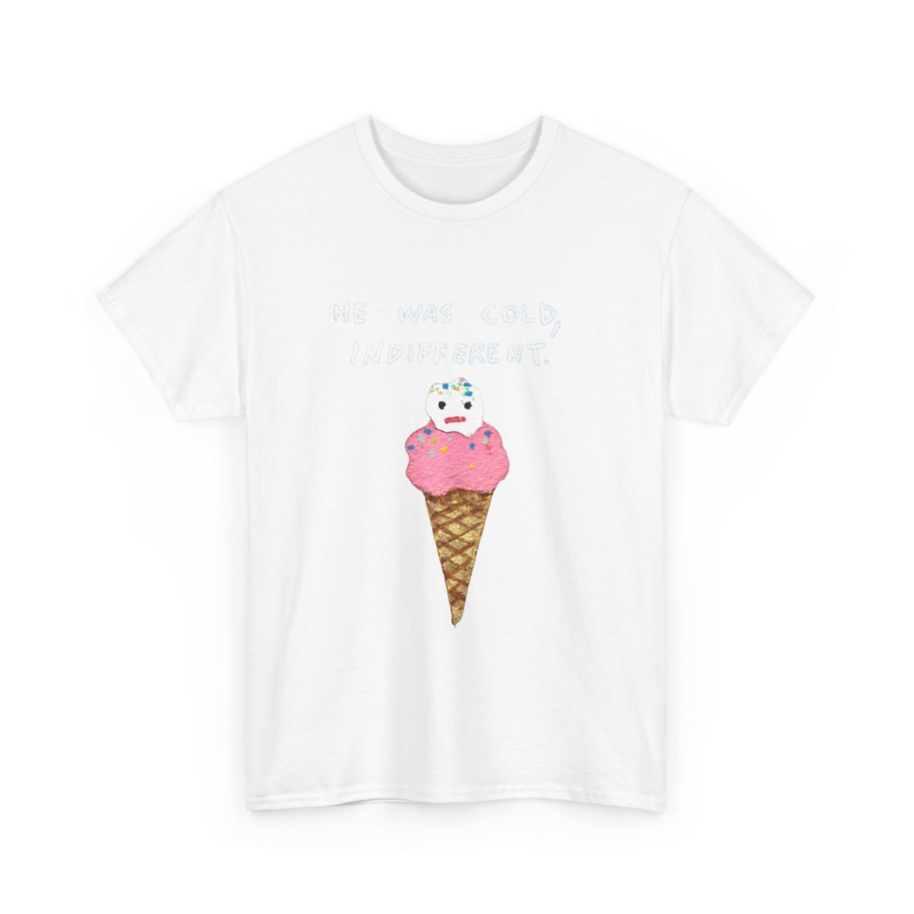 T-Shirt with Cold, Indifferent Ice Cream Graphic