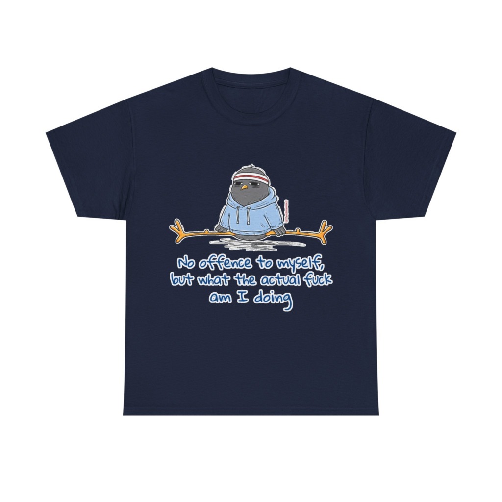 T-Shirt: 'What Am I Doing?' Pigeon Graphic Print