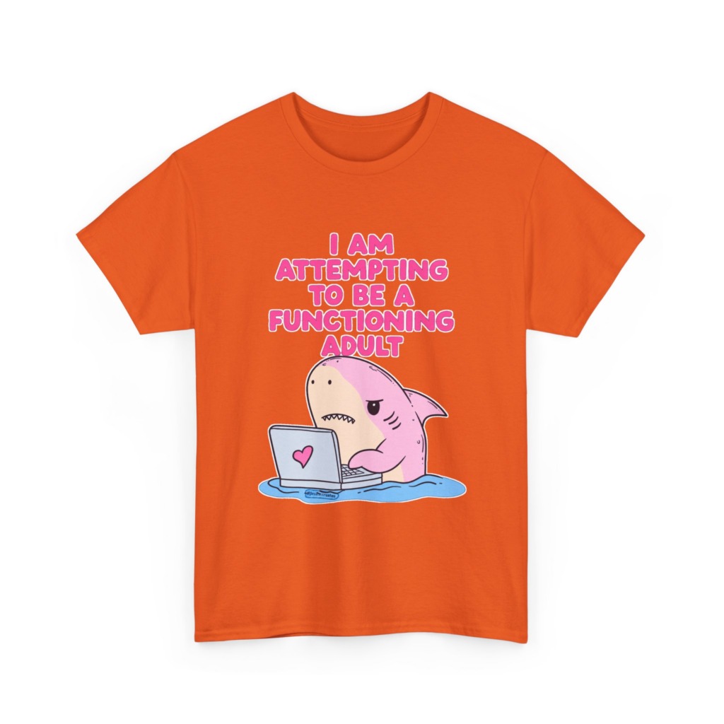 "Functioning Adult" Shark Laptop Graphic Tee