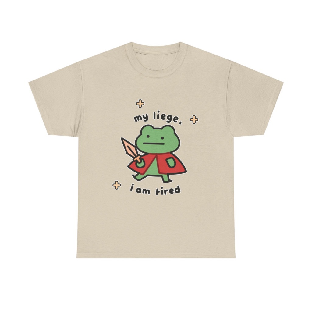 T-Shirt: Tired Frog Knight 'my liege, i am tired' Print