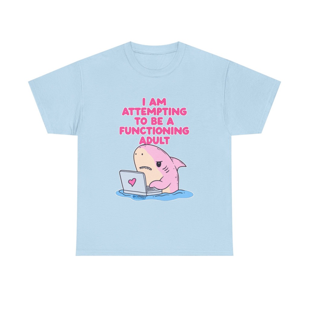 "Functioning Adult" Shark Laptop Graphic Tee