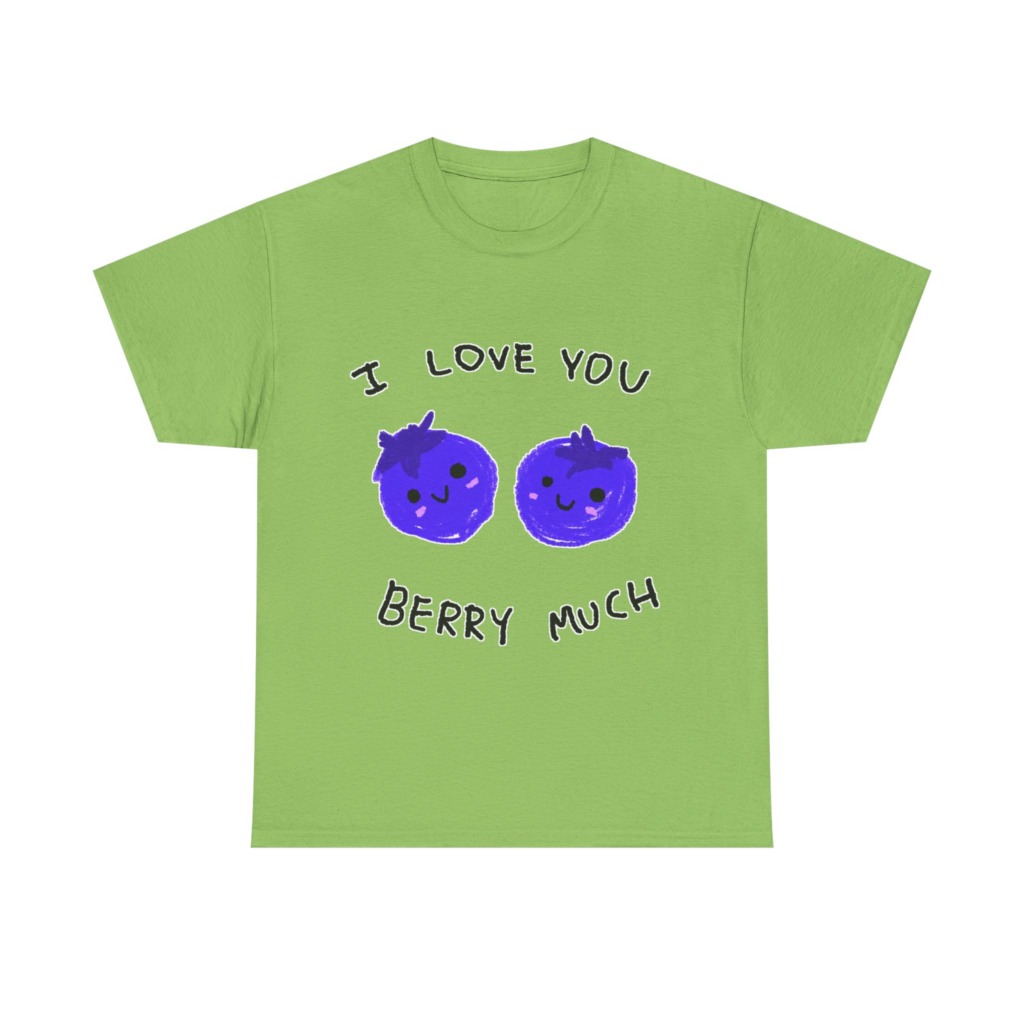 T-Shirt: Kawaii Blueberries 'I Love You Berry Much'