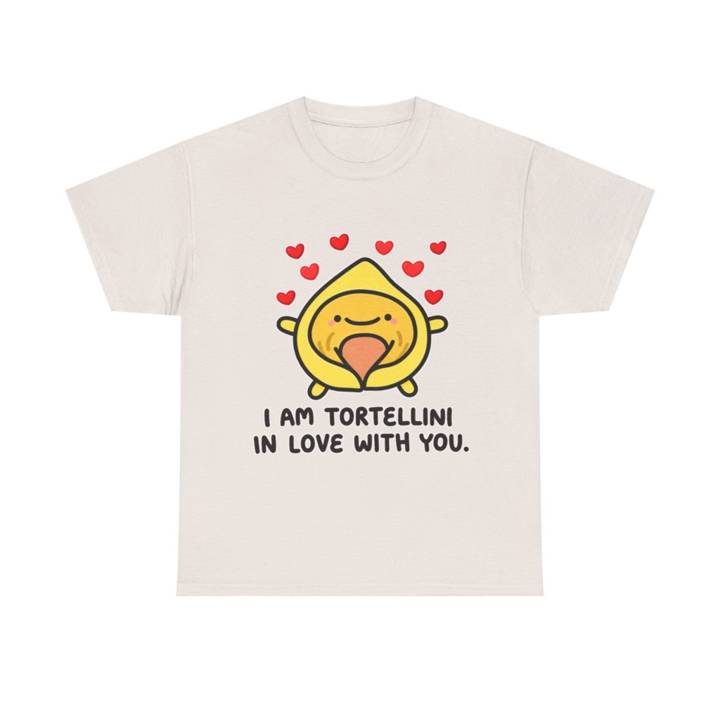 T-Shirt with Tortellini in Love Graphic