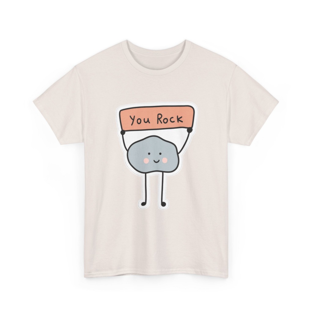 T-Shirt: Cute Rock Holding 'You Rock' Sign