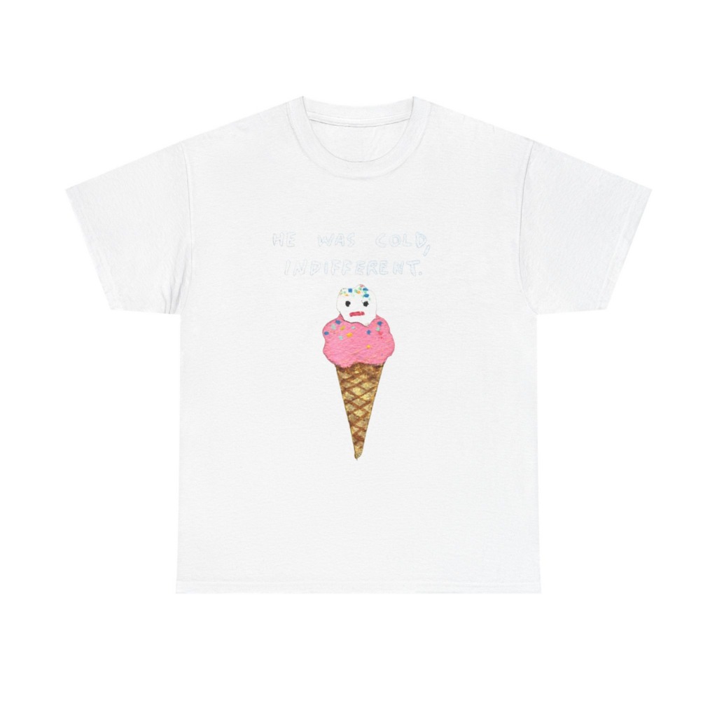 T-Shirt with Cold, Indifferent Ice Cream Graphic