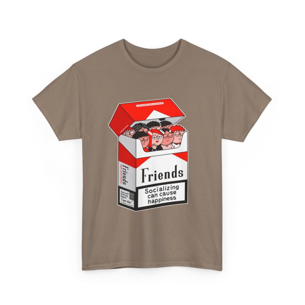 Graphic Tee: Friends Socializing Cigarette Pack