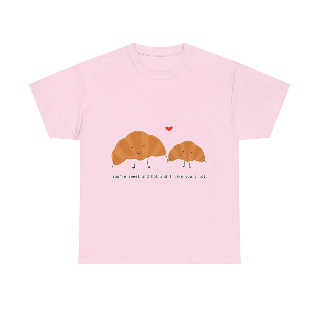 T-Shirt: Croissant Couple 'Sweet & Hot' Graphic Tee