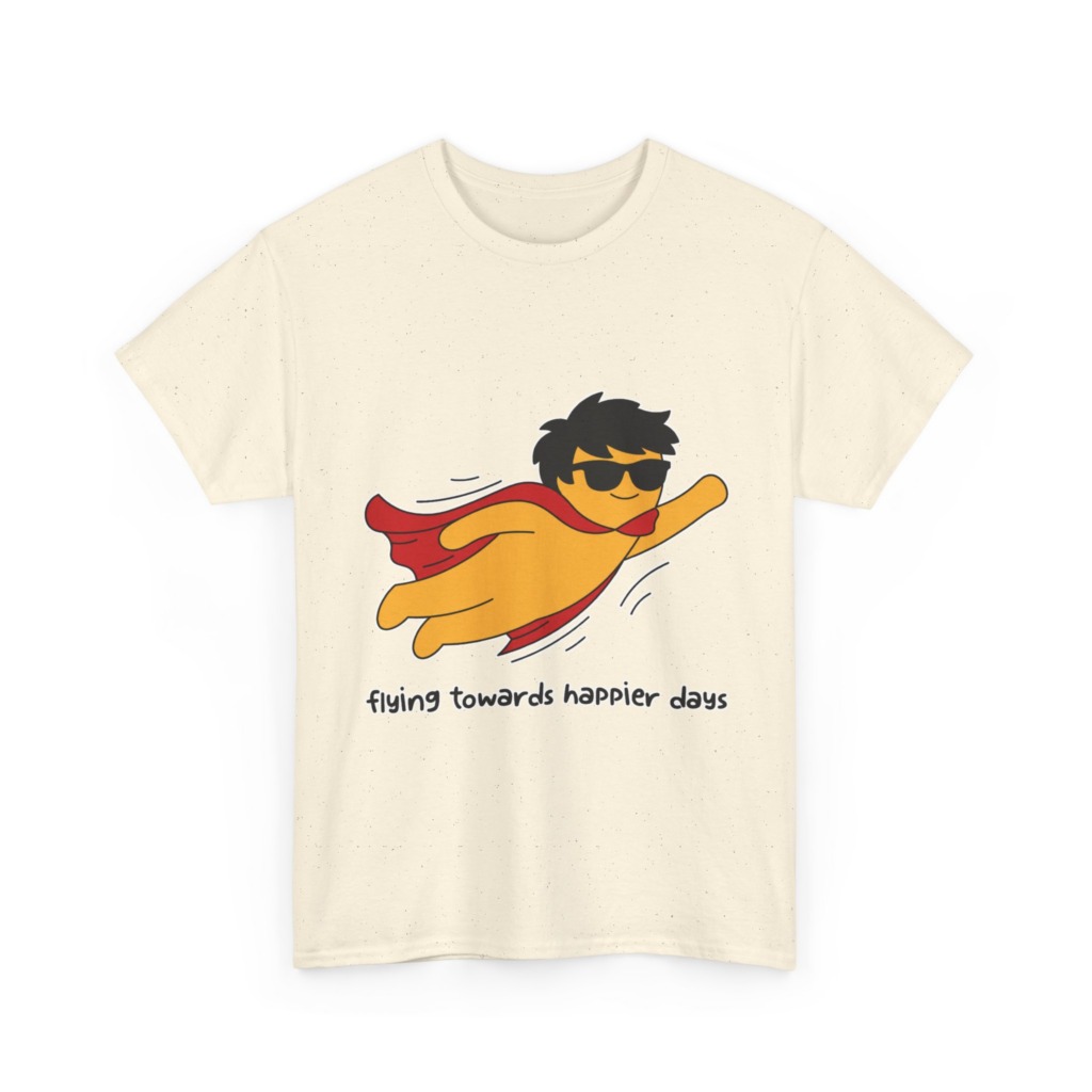 T-Shirt: Flying Hero 'Happier Days' Graphic Print