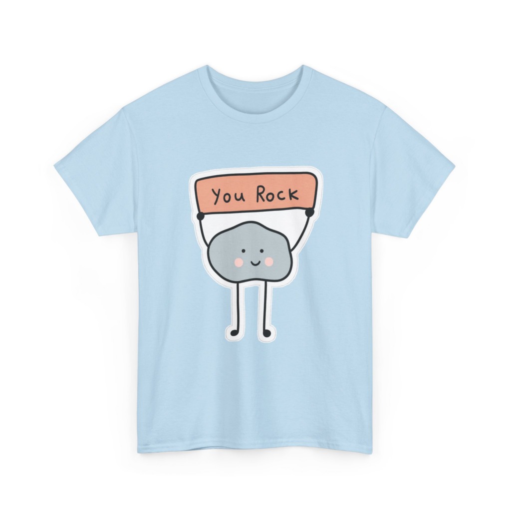 T-Shirt: Cute Rock Holding 'You Rock' Sign