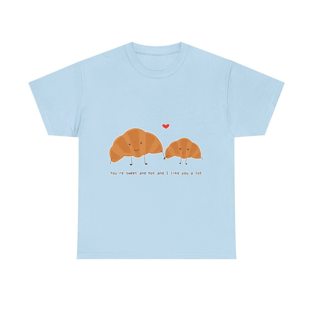 T-Shirt: Croissant Couple 'Sweet & Hot' Graphic Tee