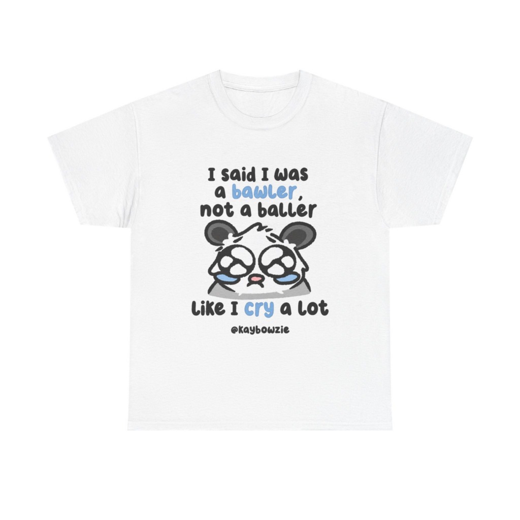 T-Shirt with Crying Animal 'Bawler Not Baller' Graphic