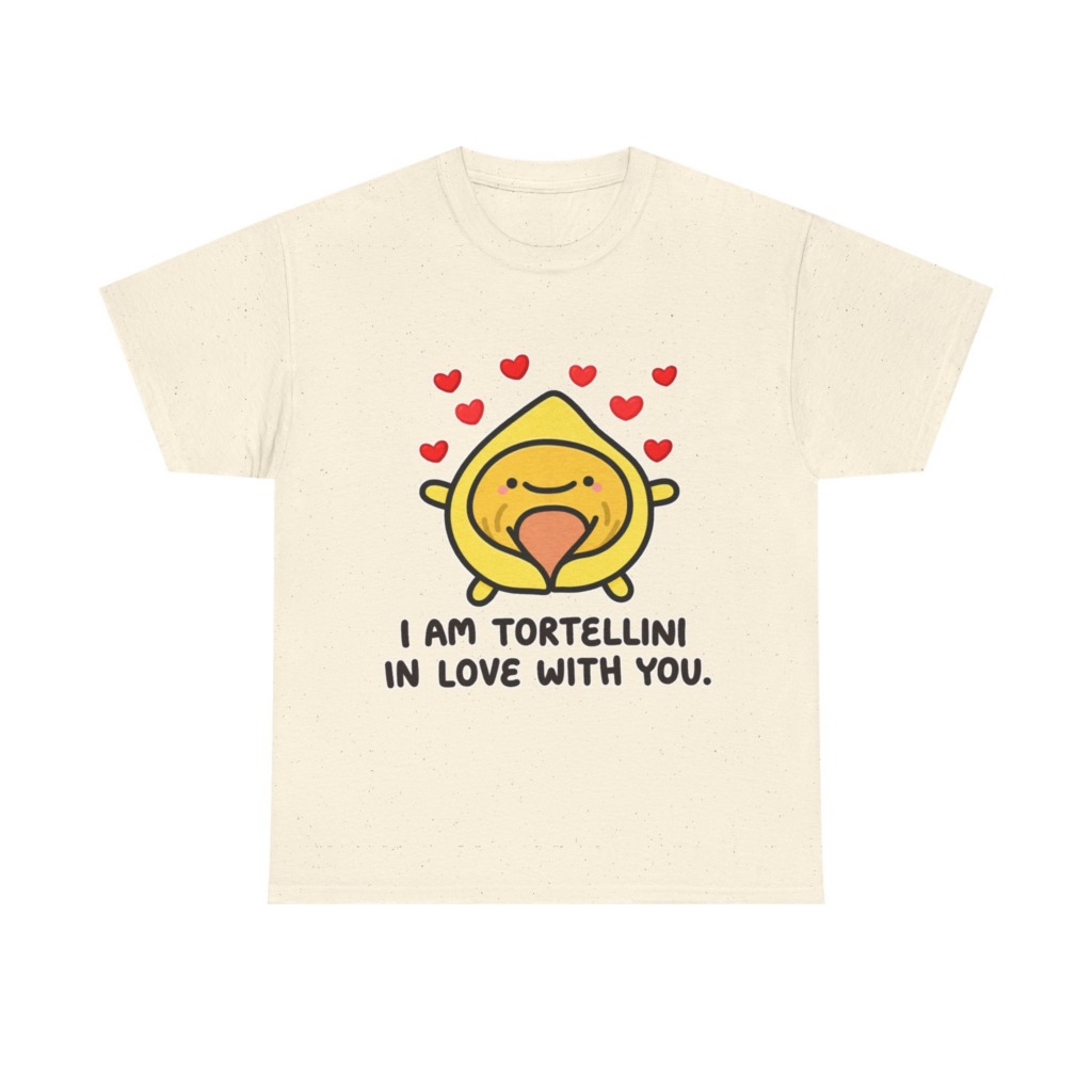 T-Shirt with Tortellini in Love Graphic