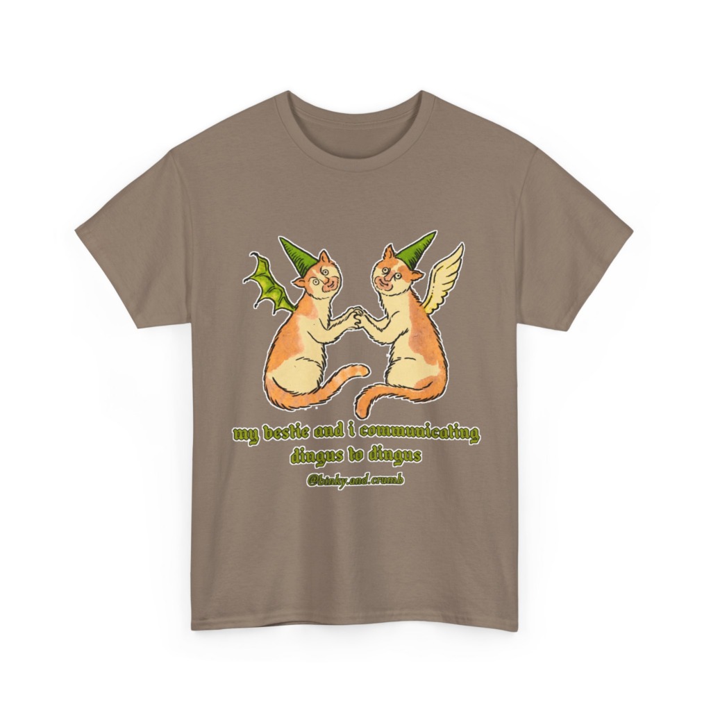 T-Shirt: Medieval Cat Besties 'Dingus to Dingus' Graphic
