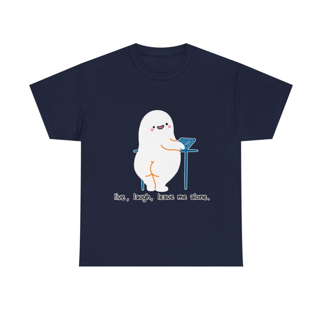 T-Shirt with Live, Laugh, Leave Me Alone Ghost Graphic