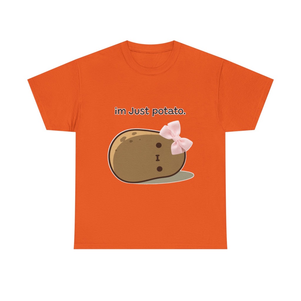 White 'im Just potato.' Pink Bow Potato Tee