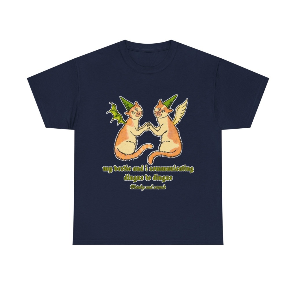 T-Shirt: Medieval Cat Besties 'Dingus to Dingus' Graphic