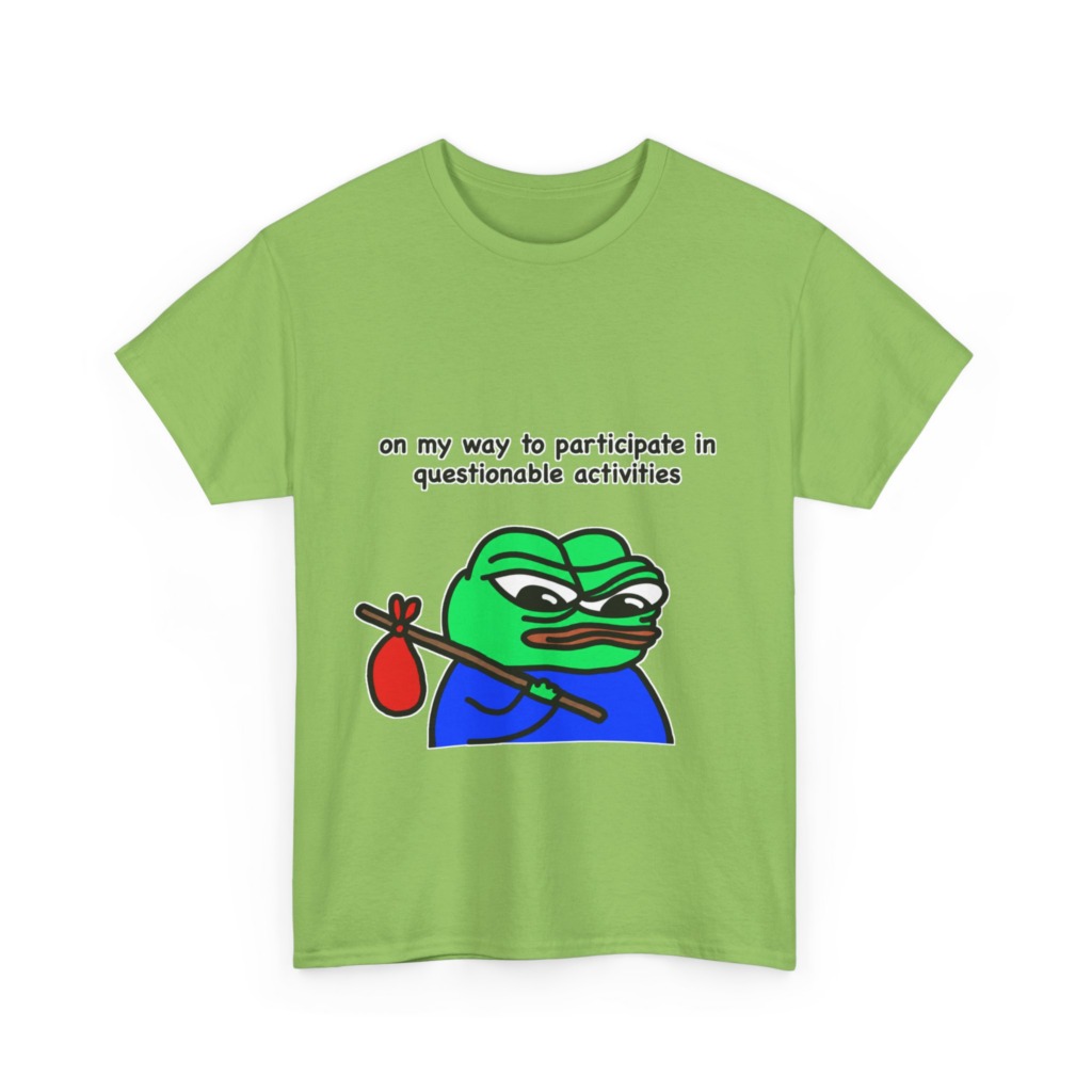 T-Shirt: Questionable Activities Pepe Frog Print