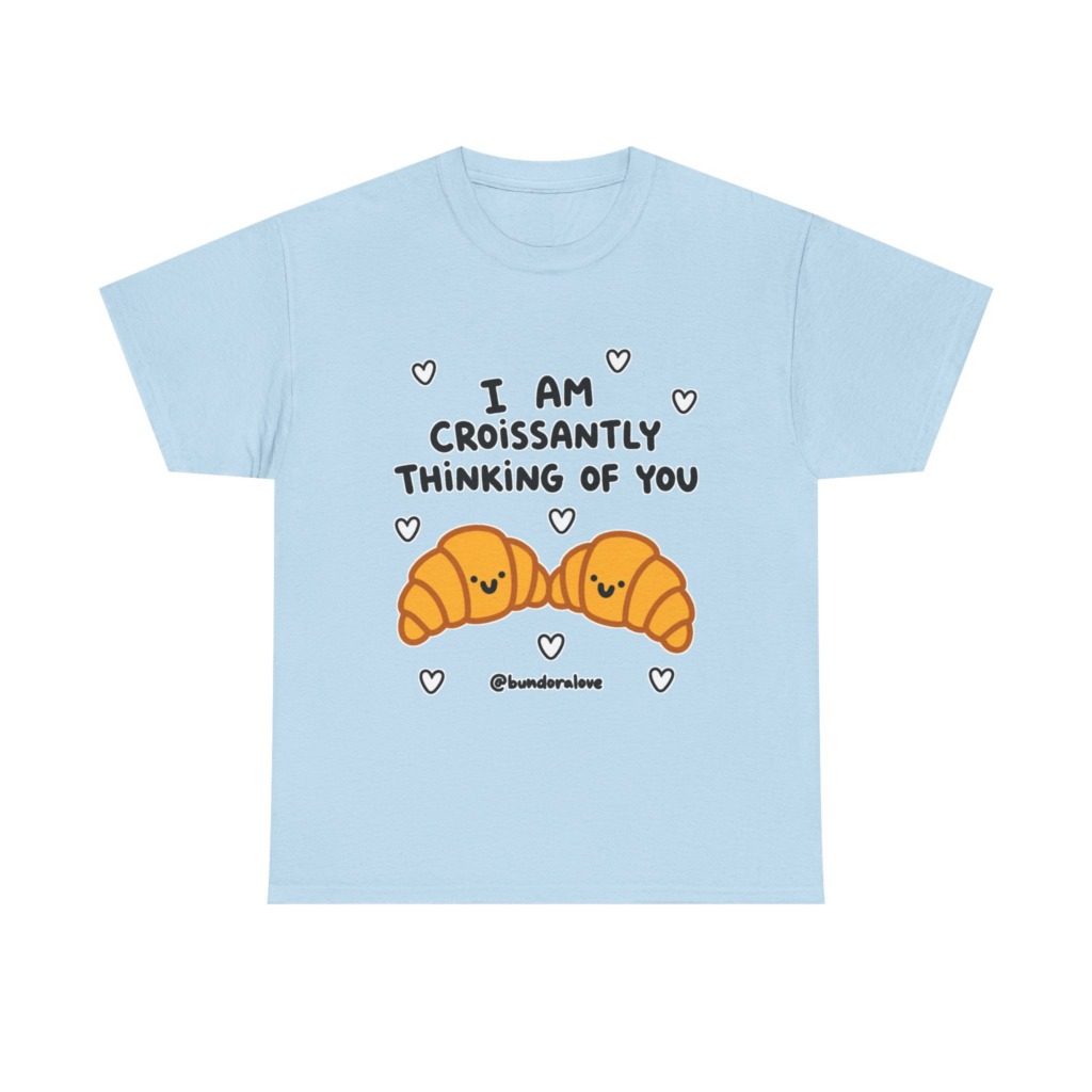 White T-Shirt: Croissantly Thinking Of You Graphic Print