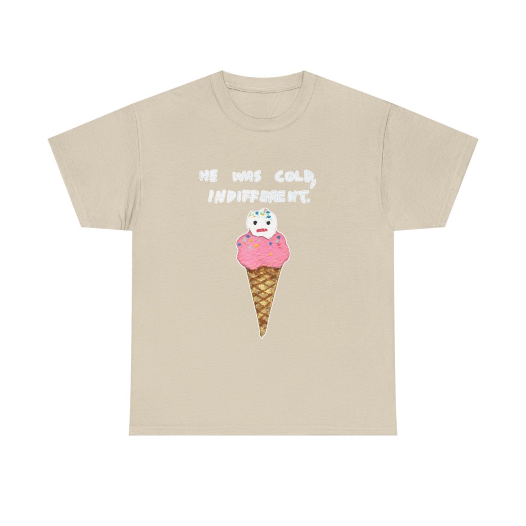 T-Shirt with Cold, Indifferent Ice Cream Graphic