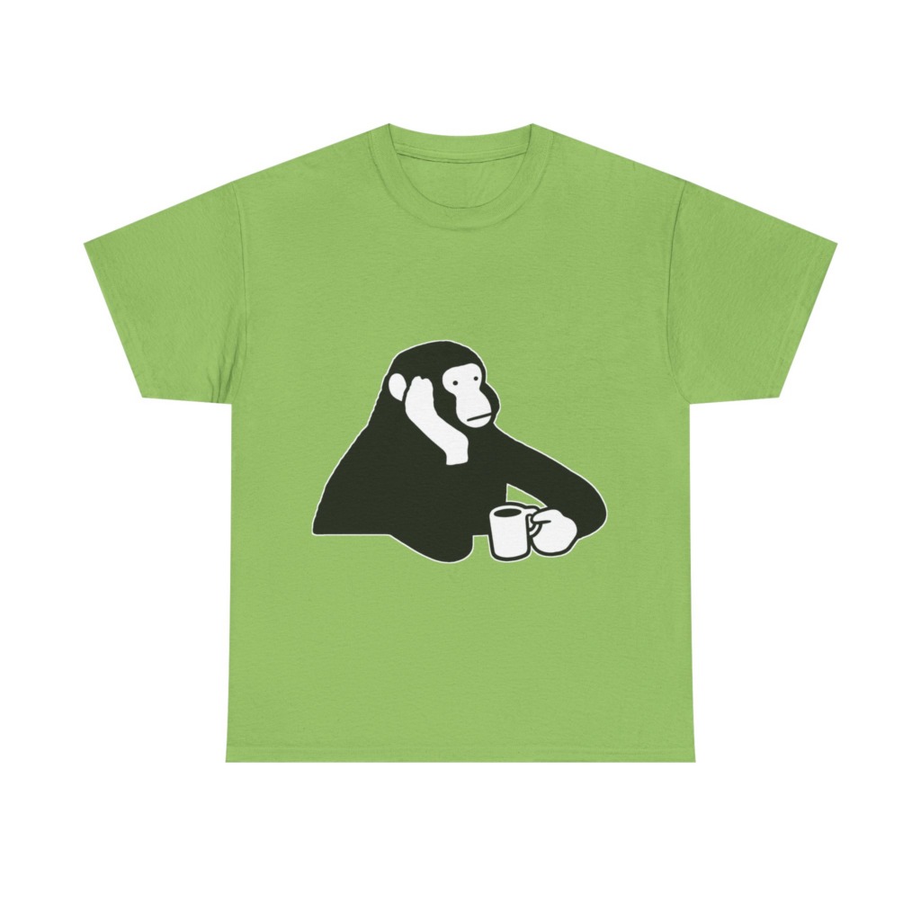 T-Shirt: Chimp with Coffee Mug Graphic