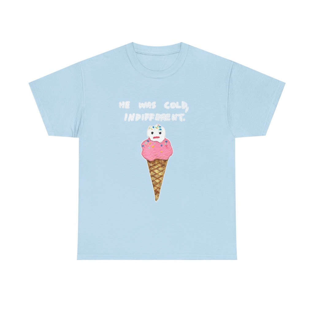 T-Shirt with Cold, Indifferent Ice Cream Graphic