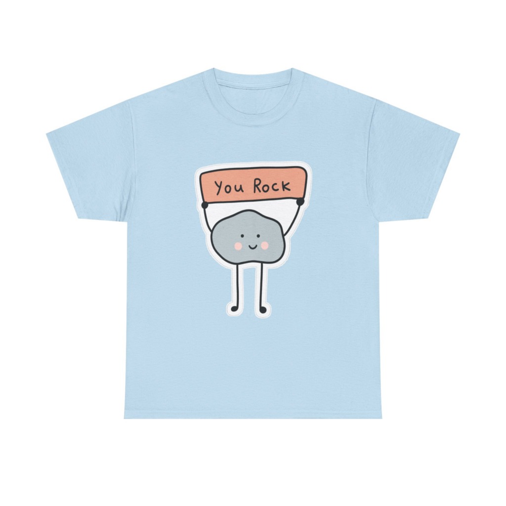 T-Shirt: Cute Rock Holding 'You Rock' Sign