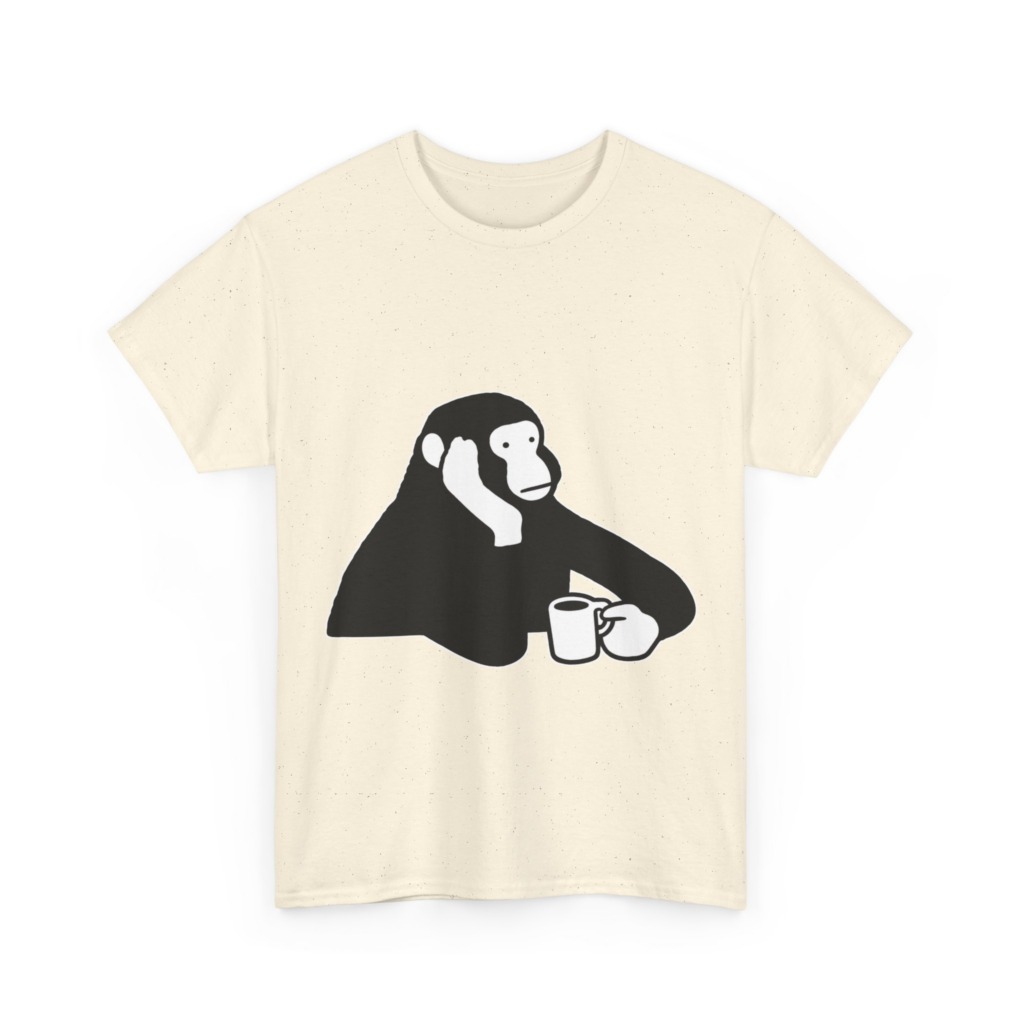 T-Shirt: Chimp with Coffee Mug Graphic