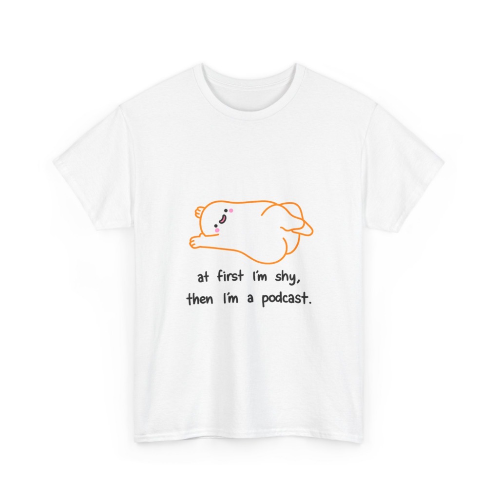 T-Shirt with Shy Podcast Creature Graphic