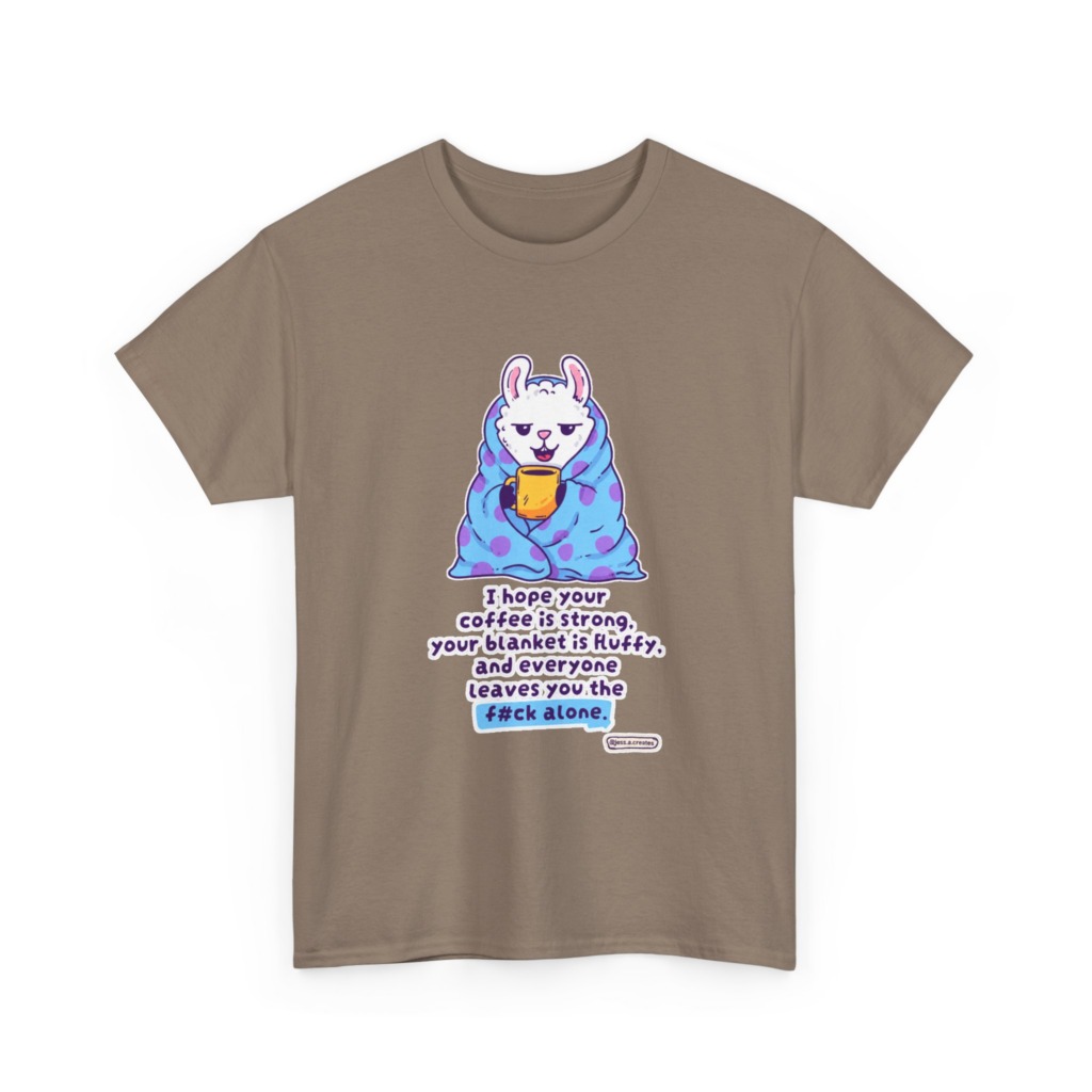 T-Shirt: Llama in Blanket & 'F#ck Alone' Coffee Quote
