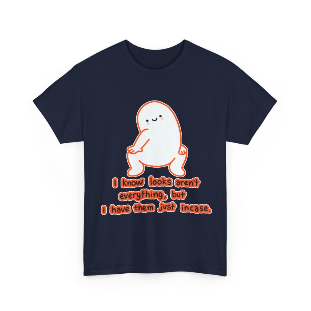 White T-Shirt: Squatting Blob 'Looks Aren't Everything'