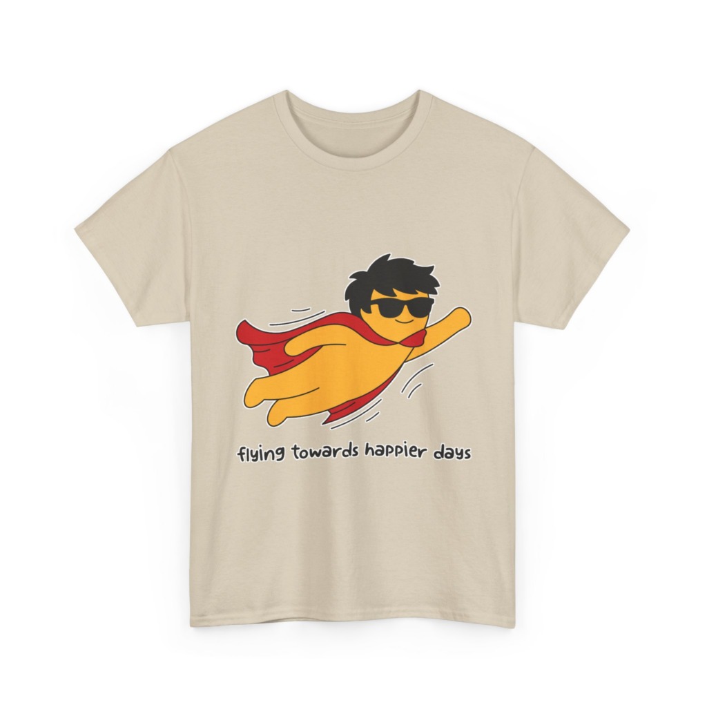 T-Shirt: Flying Hero 'Happier Days' Graphic Print