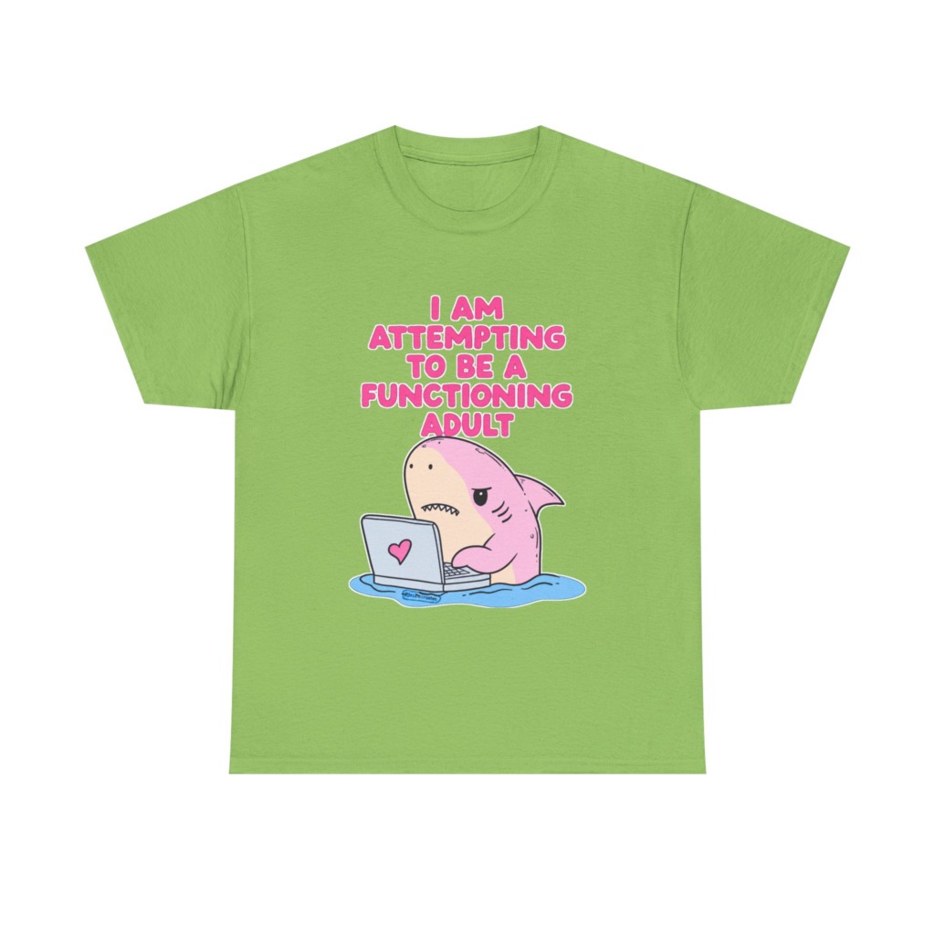 "Functioning Adult" Shark Laptop Graphic Tee