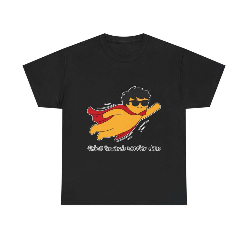 T-Shirt: Flying Hero 'Happier Days' Graphic Print