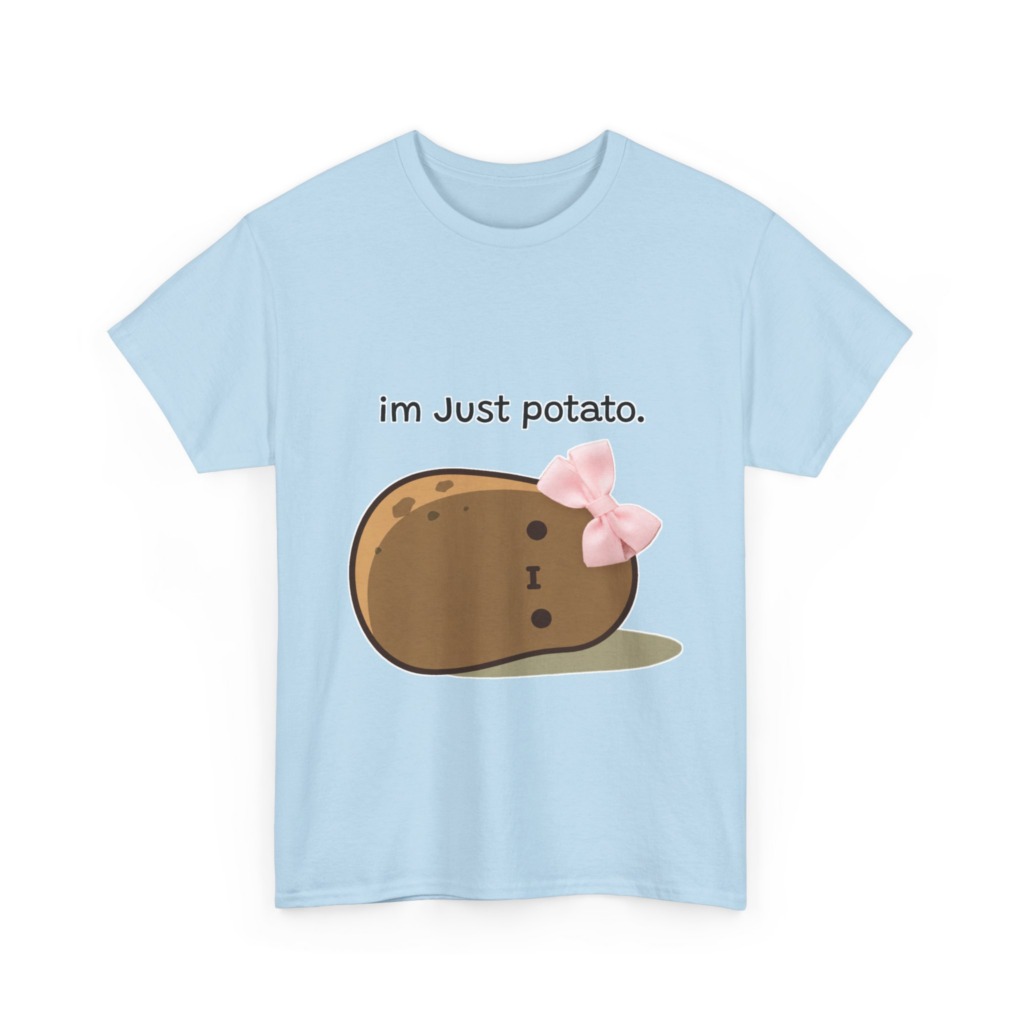 White Just Potato Graphic T-Shirt with Pink Bow