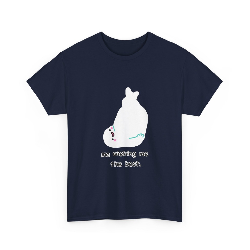 White T-Shirt: 'Wishing Me The Best' Cartoon Ghost Print