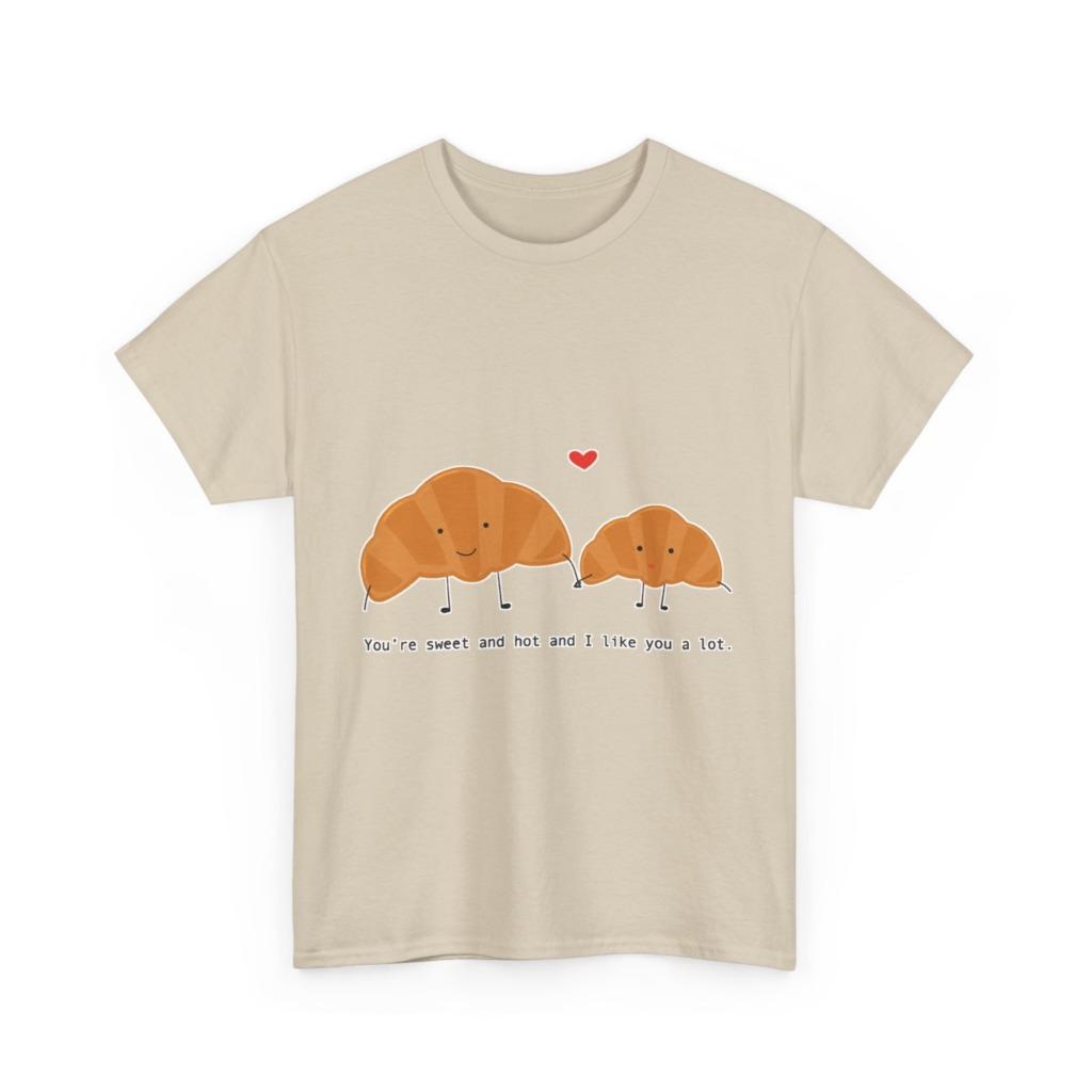 T-Shirt: Croissant Couple 'Sweet & Hot' Graphic Tee