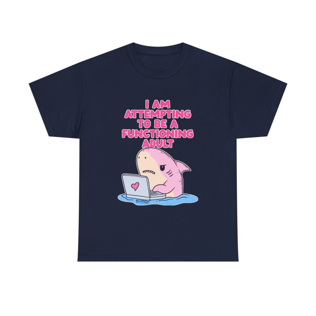 "Functioning Adult" Shark Laptop Graphic Tee