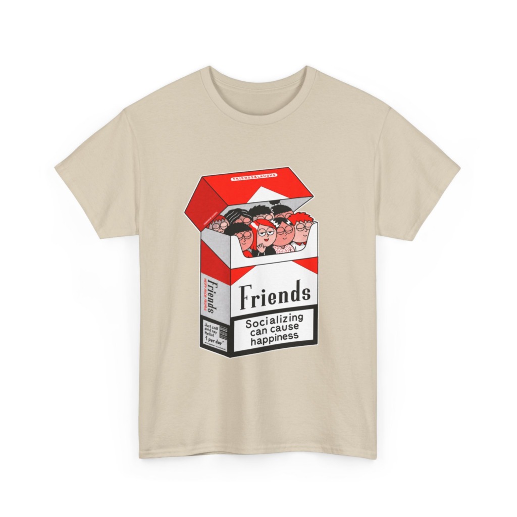 Graphic Tee: Friends Socializing Cigarette Pack