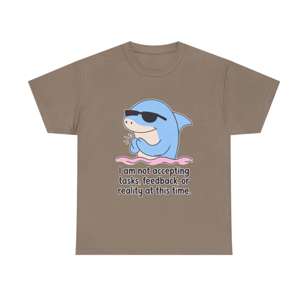 T-Shirt: Cool Dolphin Not Accepting Reality Print