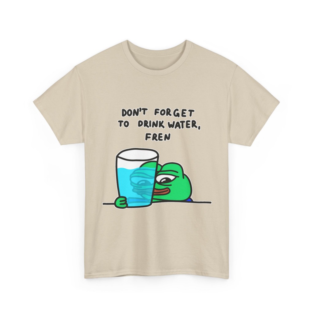 Graphic Tee: Pepe 'Don't Forget Water, Fren' Print