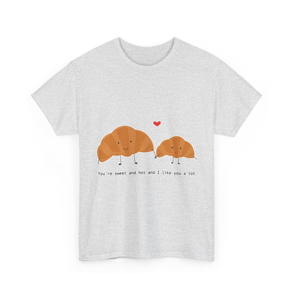 T-Shirt: Croissant Couple 'Sweet & Hot' Graphic Tee