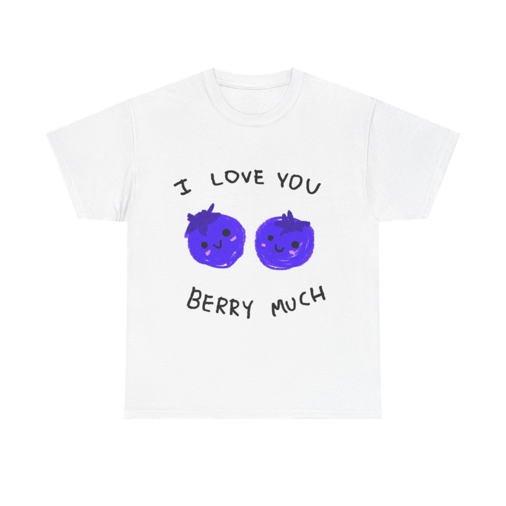 T-Shirt: Kawaii Blueberries 'I Love You Berry Much'