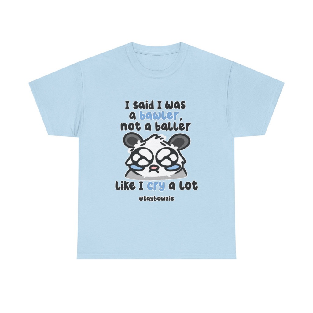 T-Shirt with Crying Animal 'Bawler Not Baller' Graphic