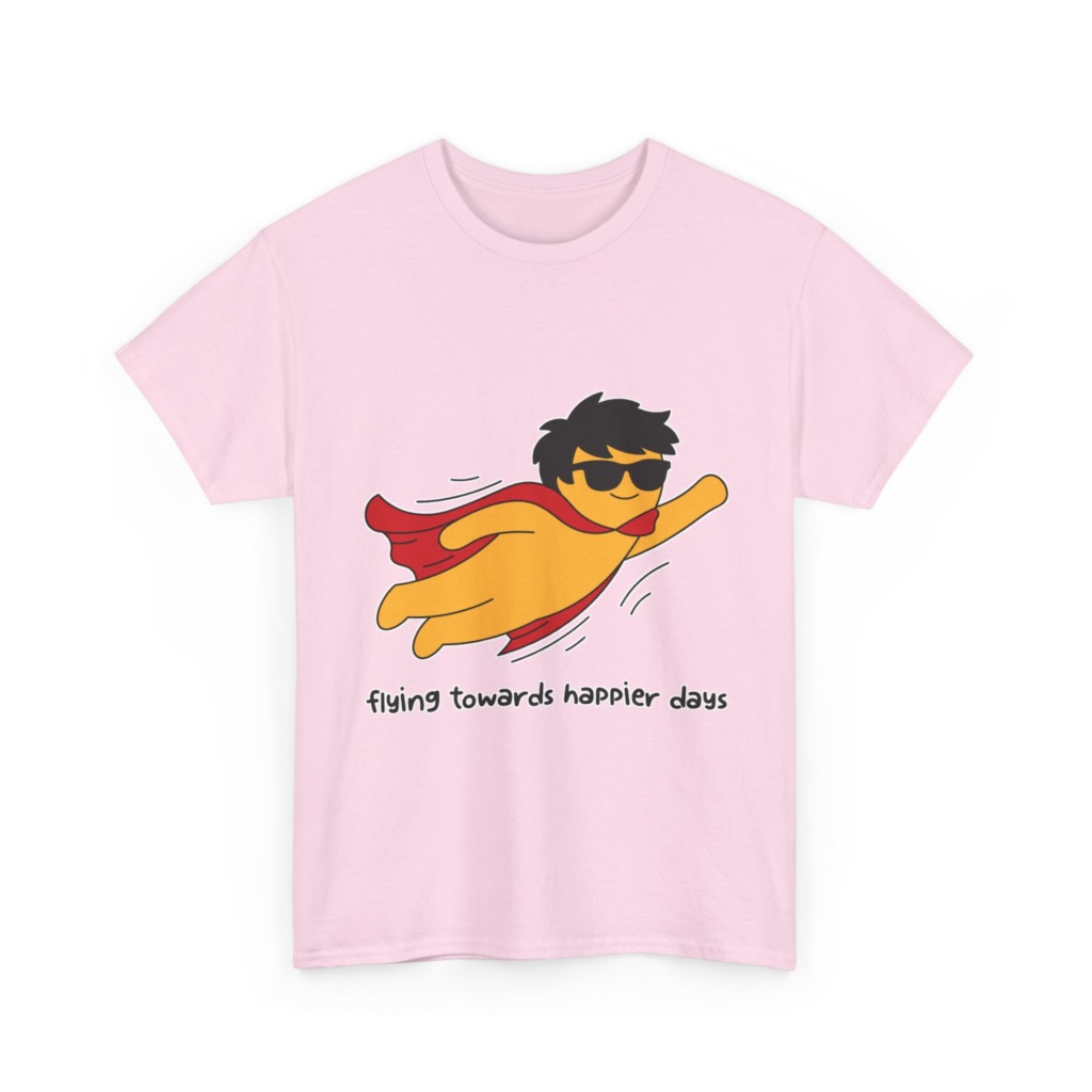 T-Shirt: Flying Hero 'Happier Days' Graphic Print