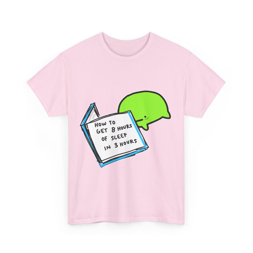 T-Shirt: Sleep Hack Book & Green Character Graphic
