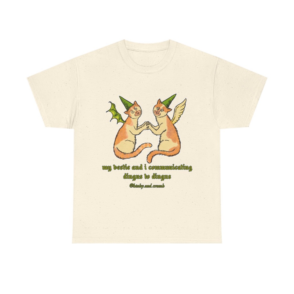 T-Shirt: Medieval Cat Besties 'Dingus to Dingus' Graphic
