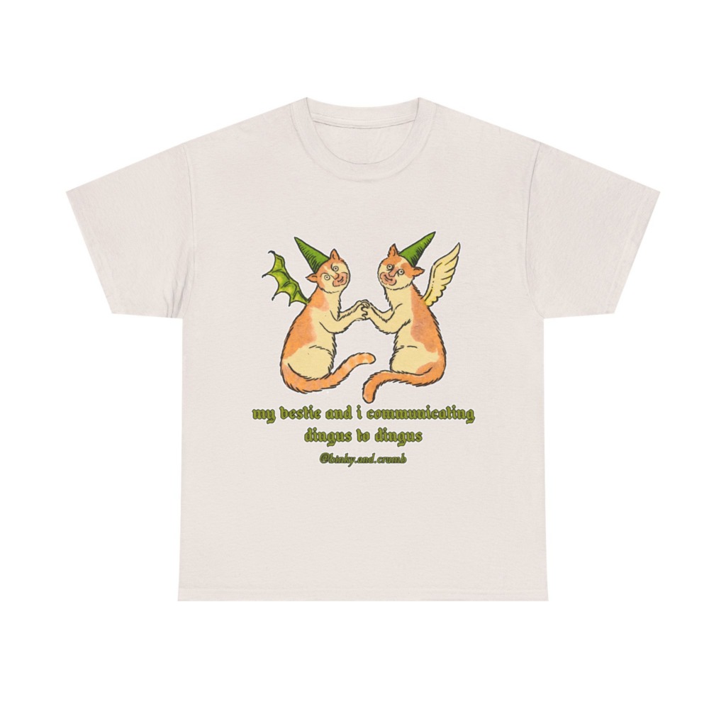 T-Shirt: Medieval Cat Besties 'Dingus to Dingus' Graphic